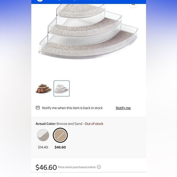 Twillo 3-Tier Stadium Corner Spice Rack in Metallico/Clear - Picture 2 of 15